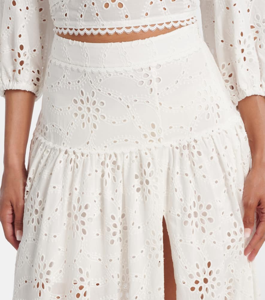 Alexandra Miro Serena broderie anglaise cotton maxi skirt