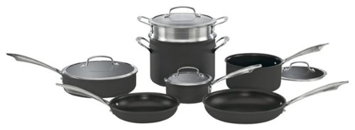 Dishwasher Safe Anodized 11 Piece Cookware Set - Black