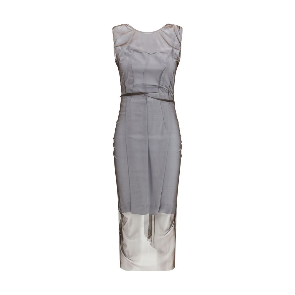 Semi-Sheer Panelled Dress — Gray