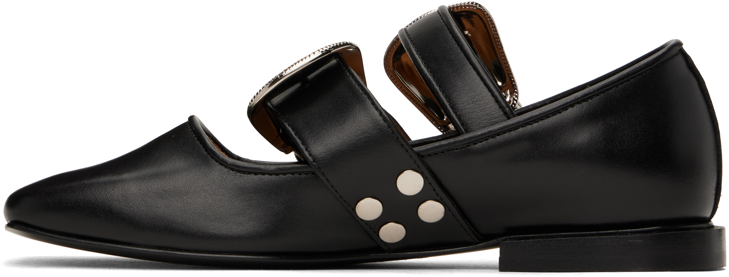 Toga Pulla SSENSE Exclusive Black Metal Leather Ballerina Flats