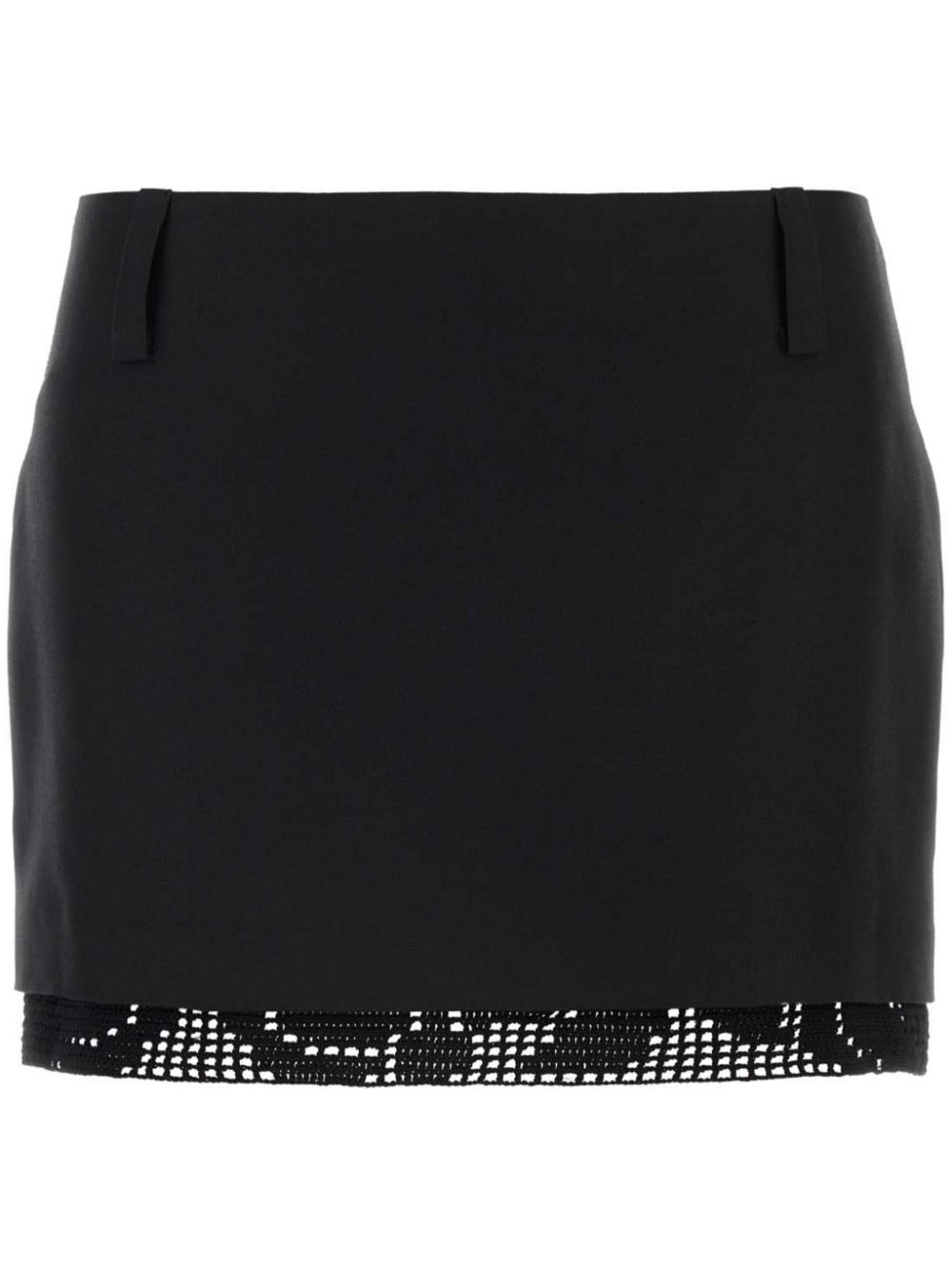 Crochet-trimmed silk mini skirt - Black