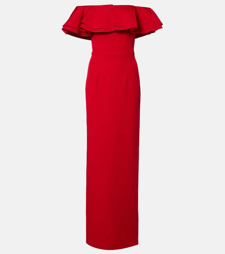 Ryan ruffled off-shoulder crêpe gown