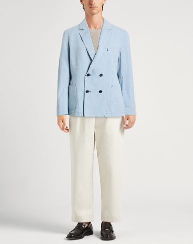 Officine Générale Man Blazer Azure Size 36 Cotton, Hemp