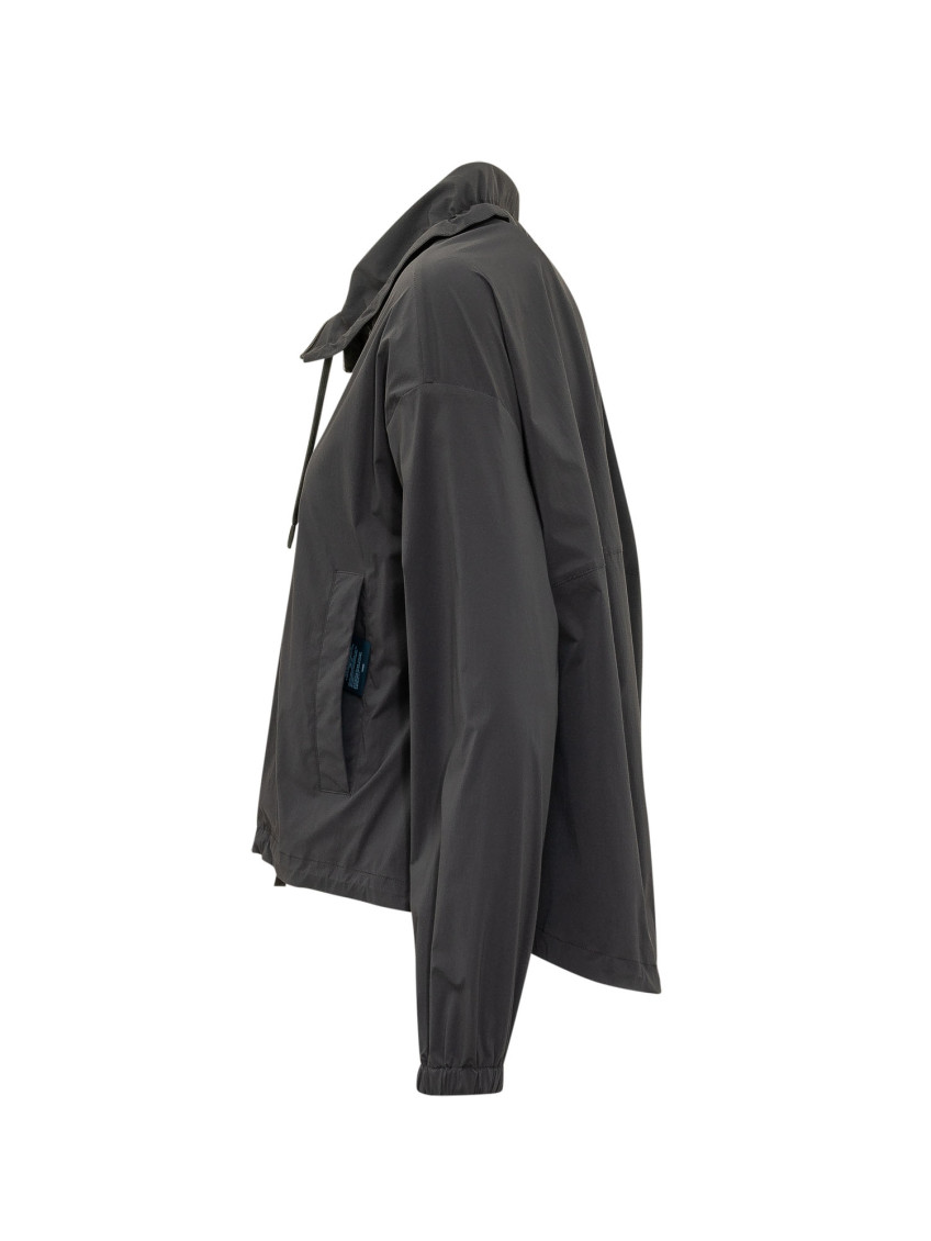 Black Solid Shirt Collar Jacket