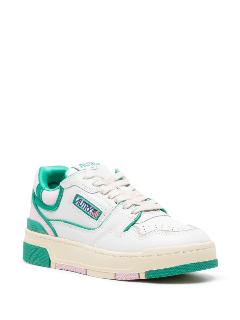 Clc Sneakers In White And Green Leather