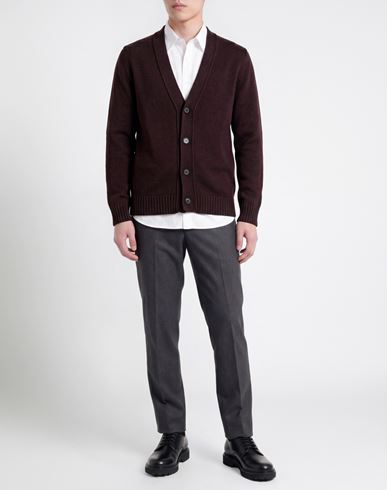 Man Cardigan Chocolate brown Size 42 Merino Wool