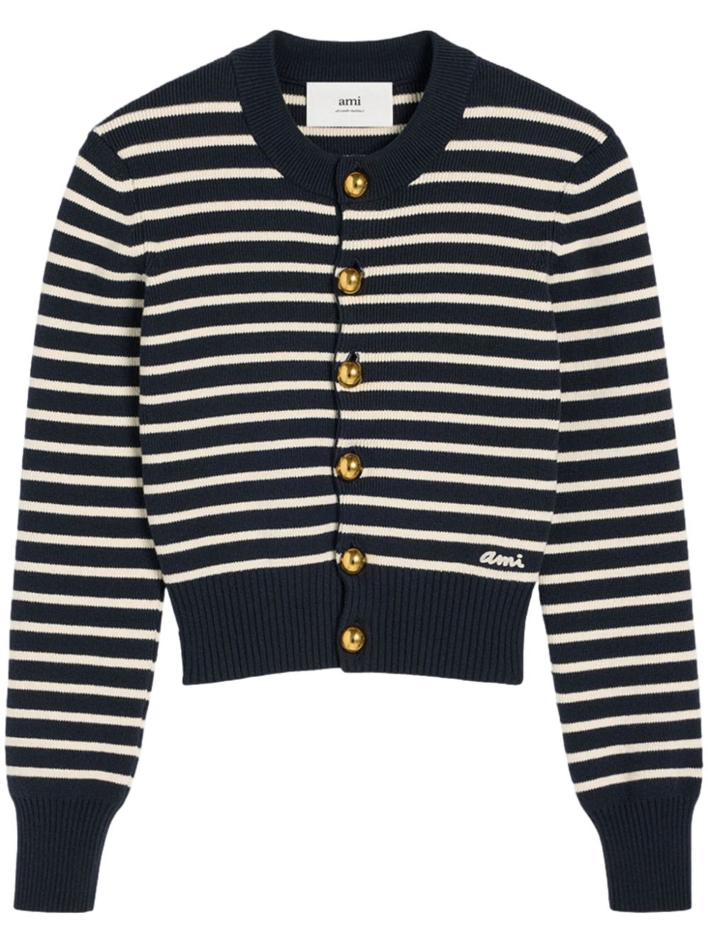 Stripe-pattern cotton-blend cardigan - Blue