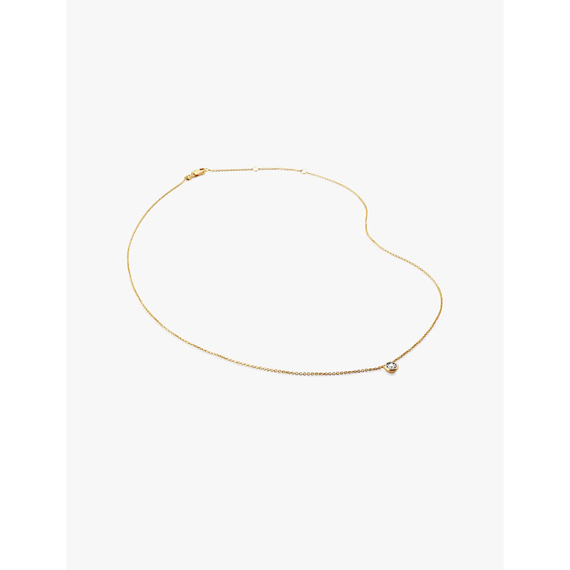 Womens Yellow Gold Solitaire 18ct Yellow Gold-plated Vermeil Sterling-silver and 0.06ct Lab-grown Diamond Necklace 