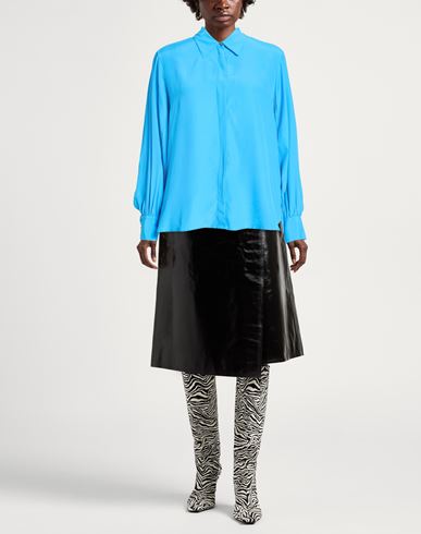 Woman Shirt Azure Size 10 Acetate, Silk