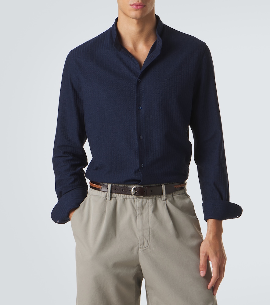 Striped cotton and silk shirt