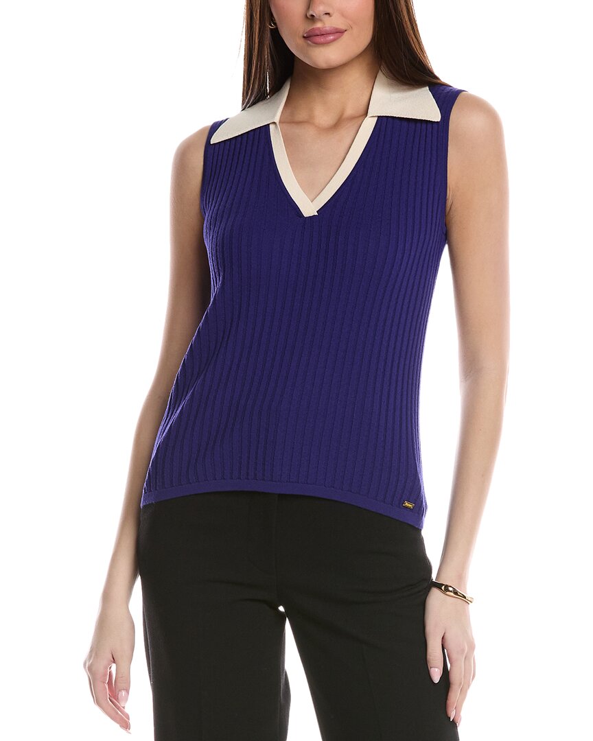 Textured Rib Knit Collar Shell