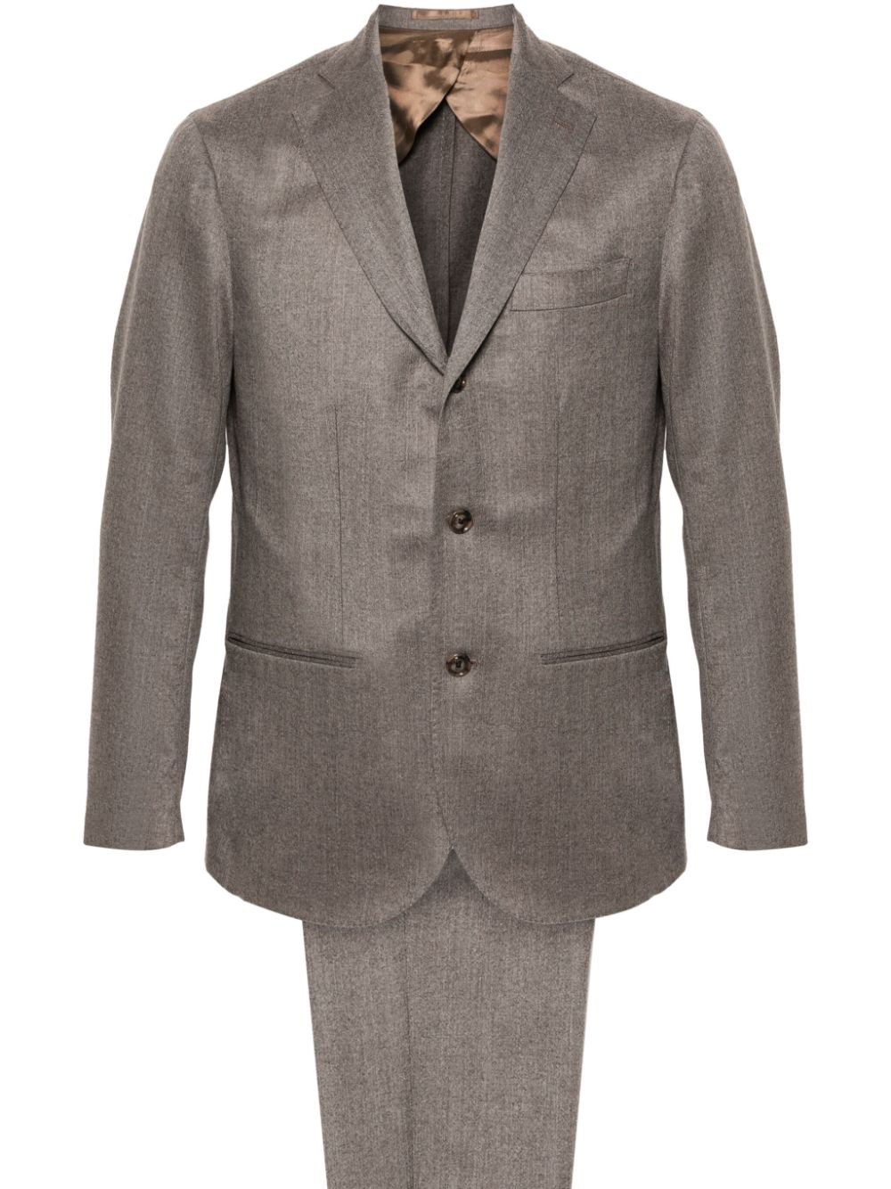 Herringbone-pattern suit - Brown