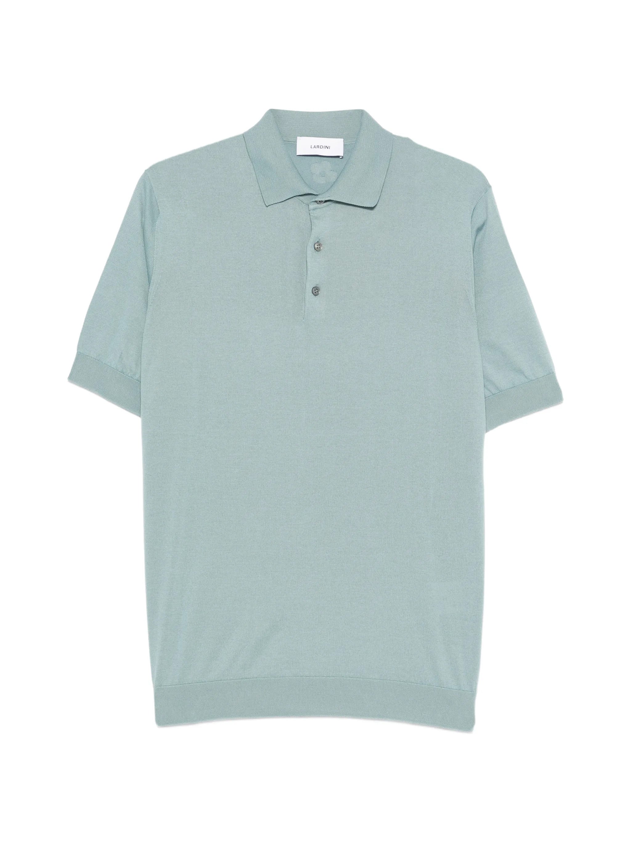 Ribbed Trim Knit Polo with Button Placket
