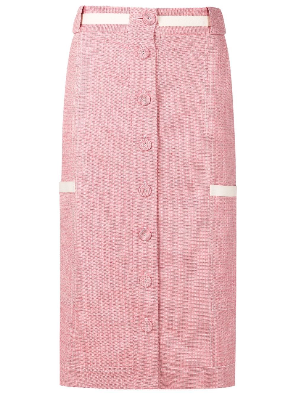 Buttoned-up high-waisted skirt - Red