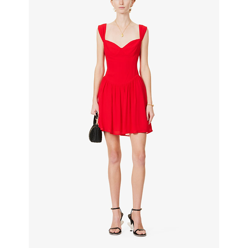 Womens Poinsettia Taiga Shoulder-strap Crepe Mini Dress