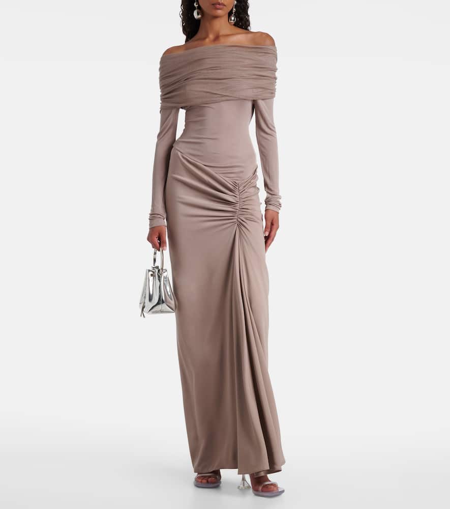 Sonora off-shoulder jersey gown