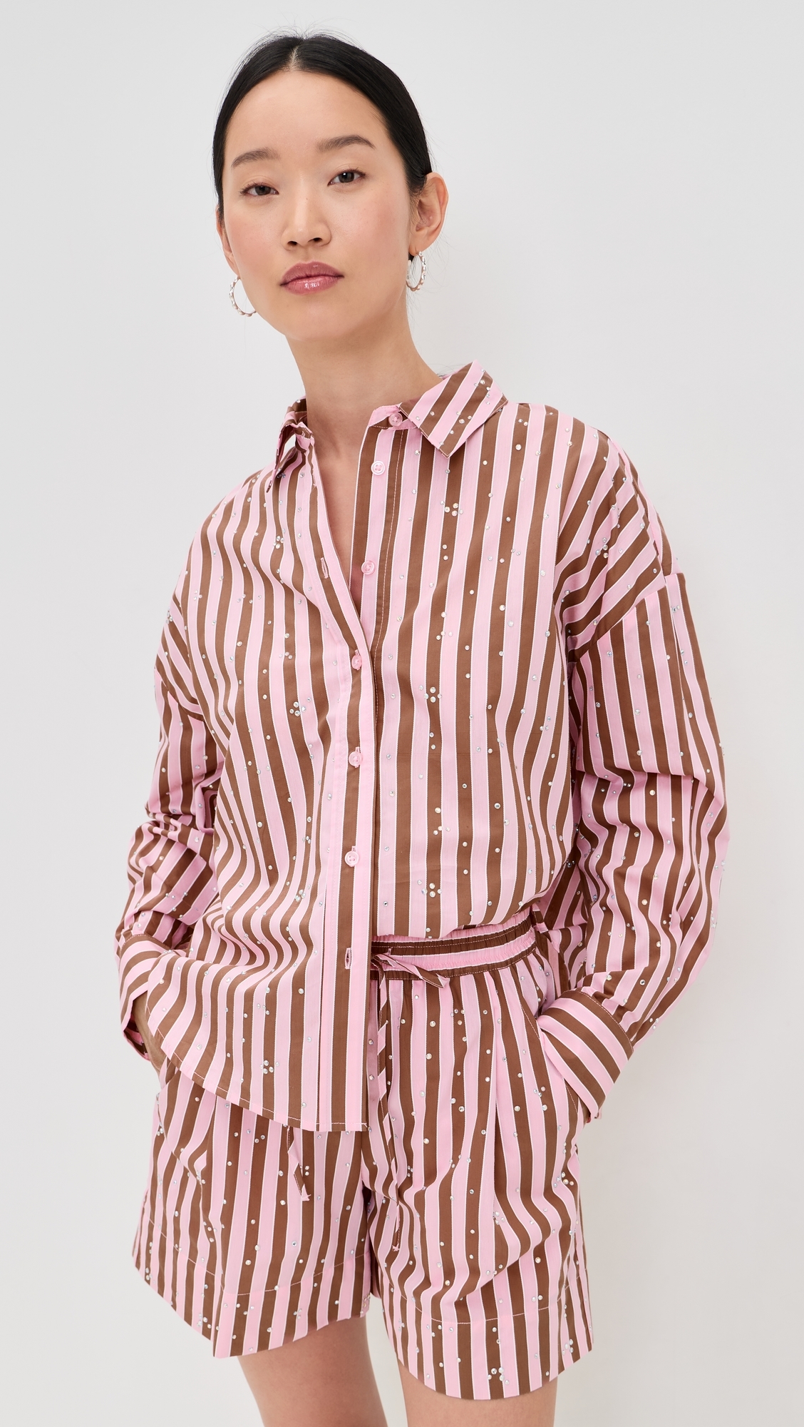 Jelief Rhinestone Shirt Combo1 Young Rose