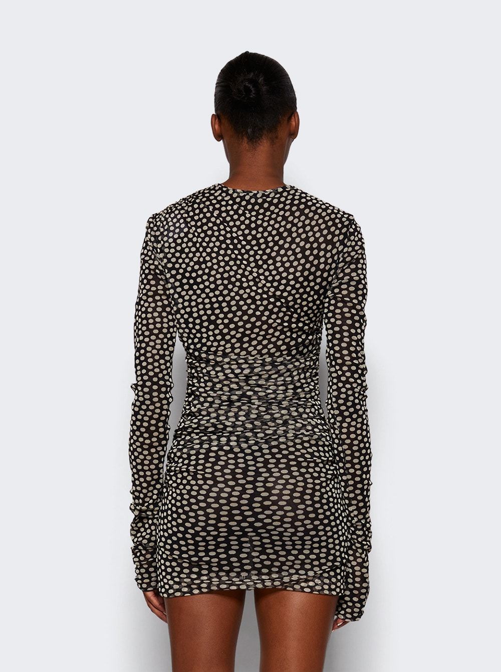 Polka-dot ruched tulle minidress - Black