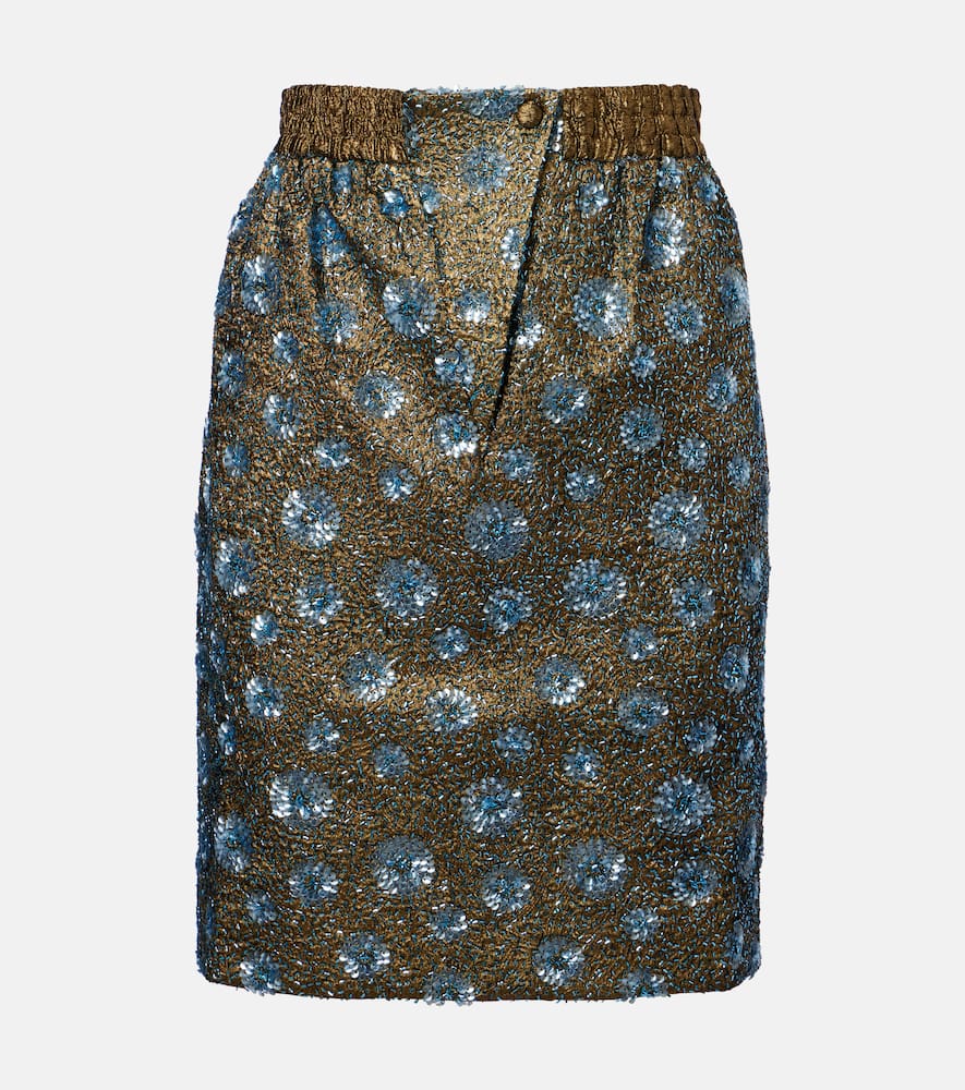 Floral sequined pencil skirt