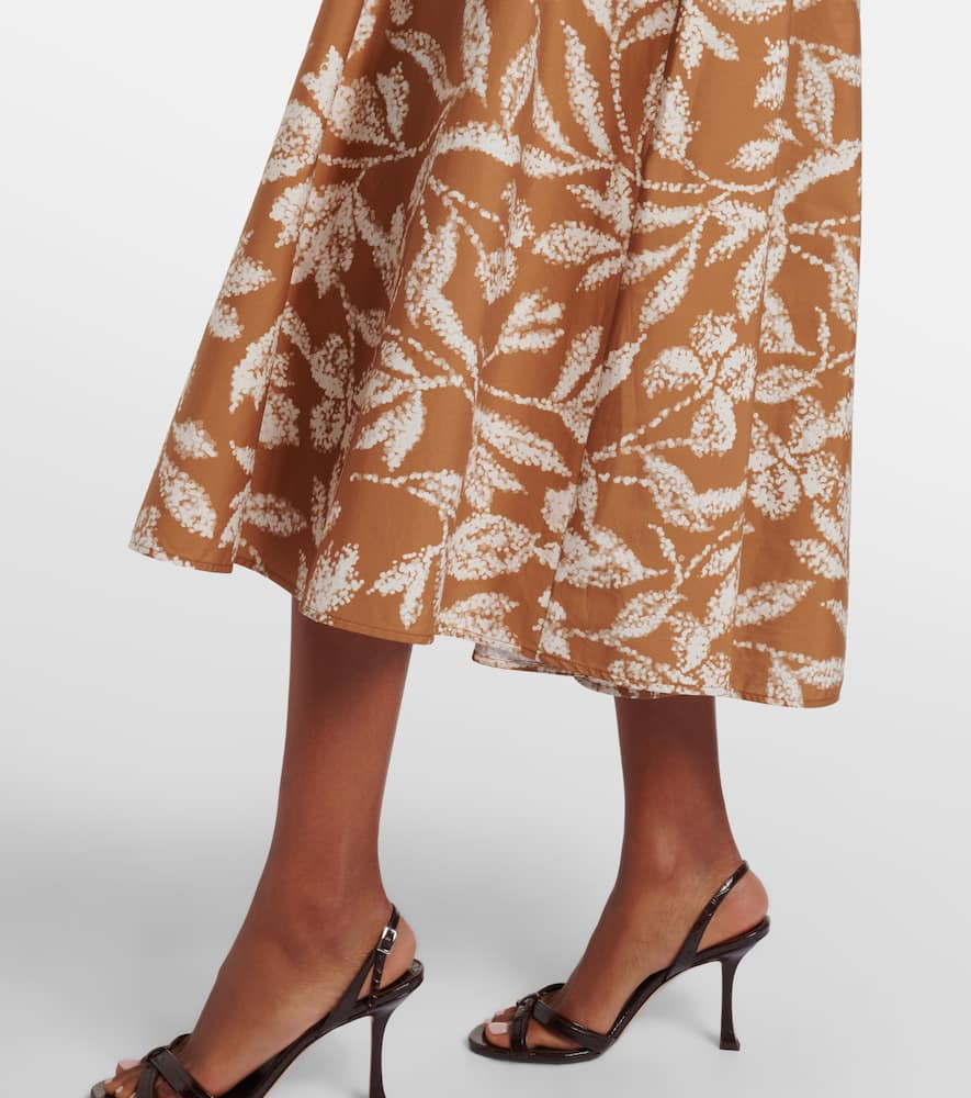 Halterneck printed cotton midi dress