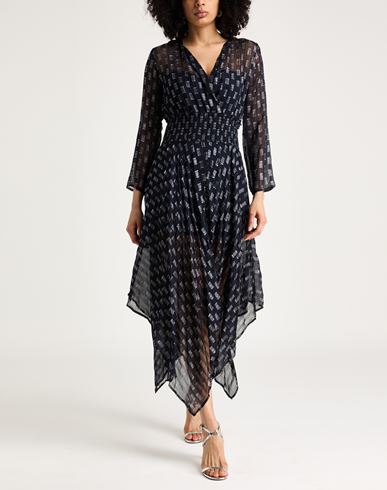 Woman Maxi dress Midnight blue Size 4 Viscose, Metallic fiber