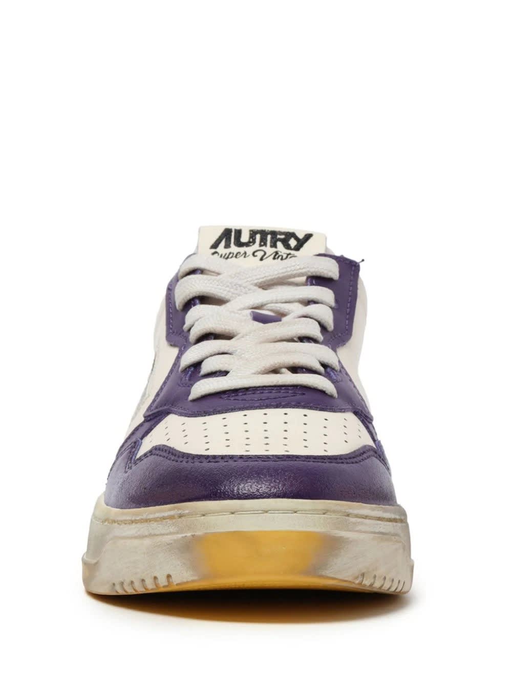 Super Vintage Medalist Low Sneakers In White And Purple Leather
