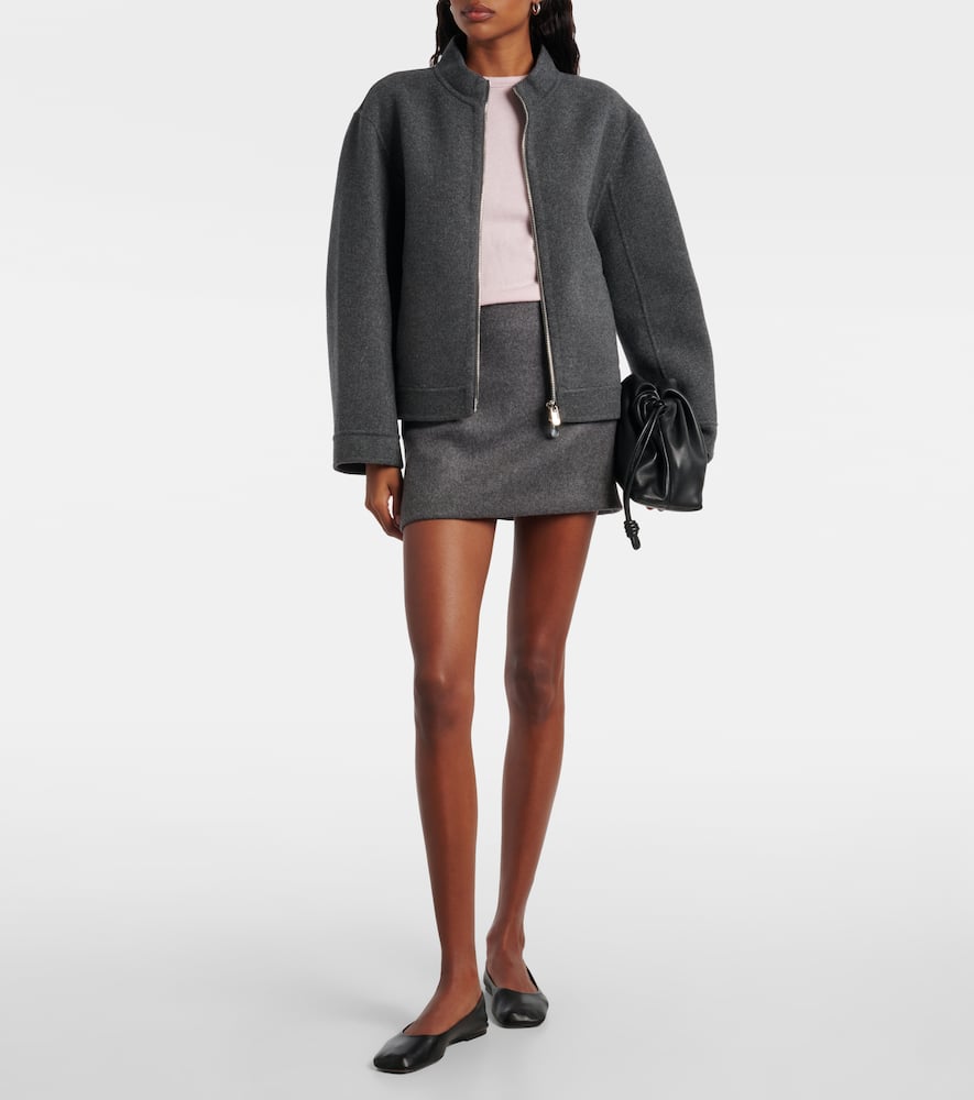 Motor wool and cashmere bomber jacket