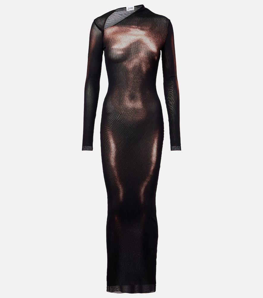 Trompe l'oeil mesh maxi dress
