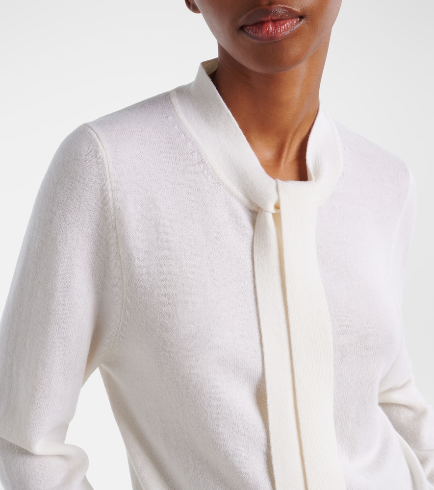 Tie-neck wool and cashmere sweater