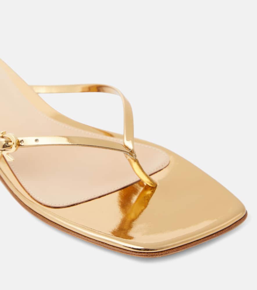 Metallic leather thong sandals