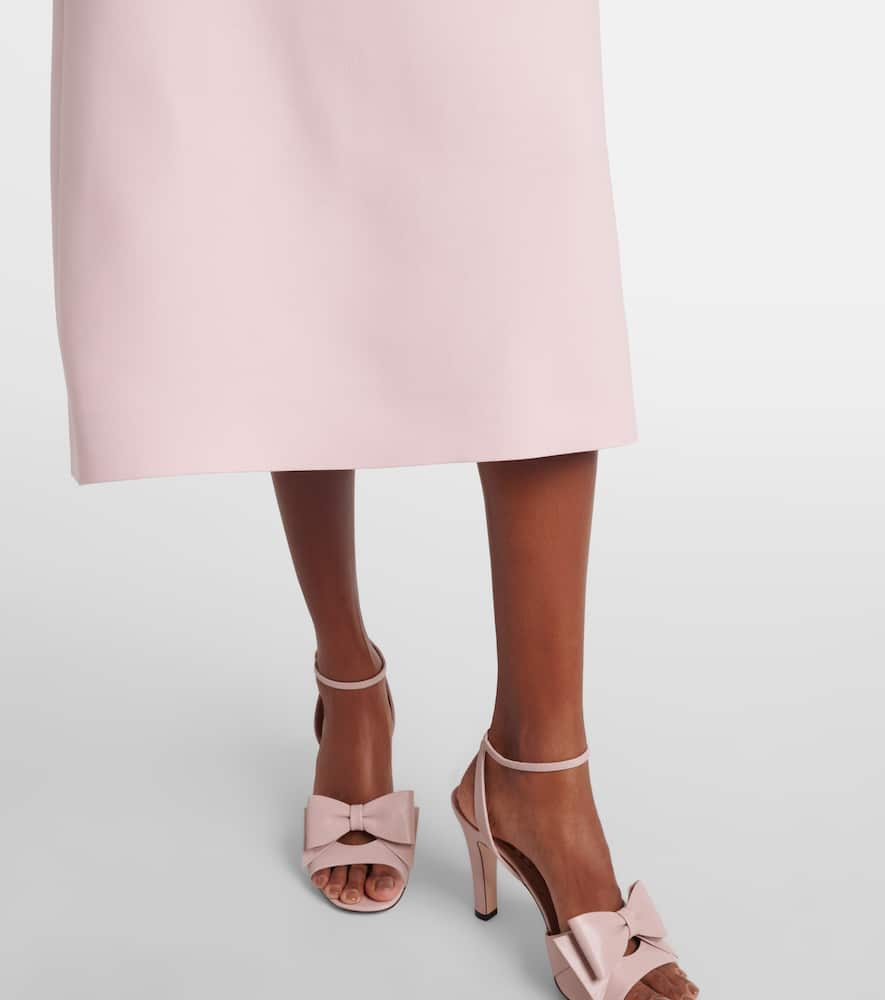 Crepe Couture feather-trimmed midi dress