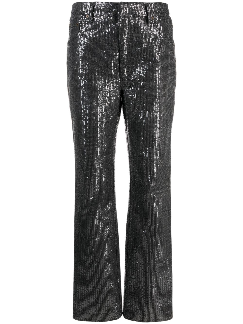 High-waisted sequin-embellished jeans - Black