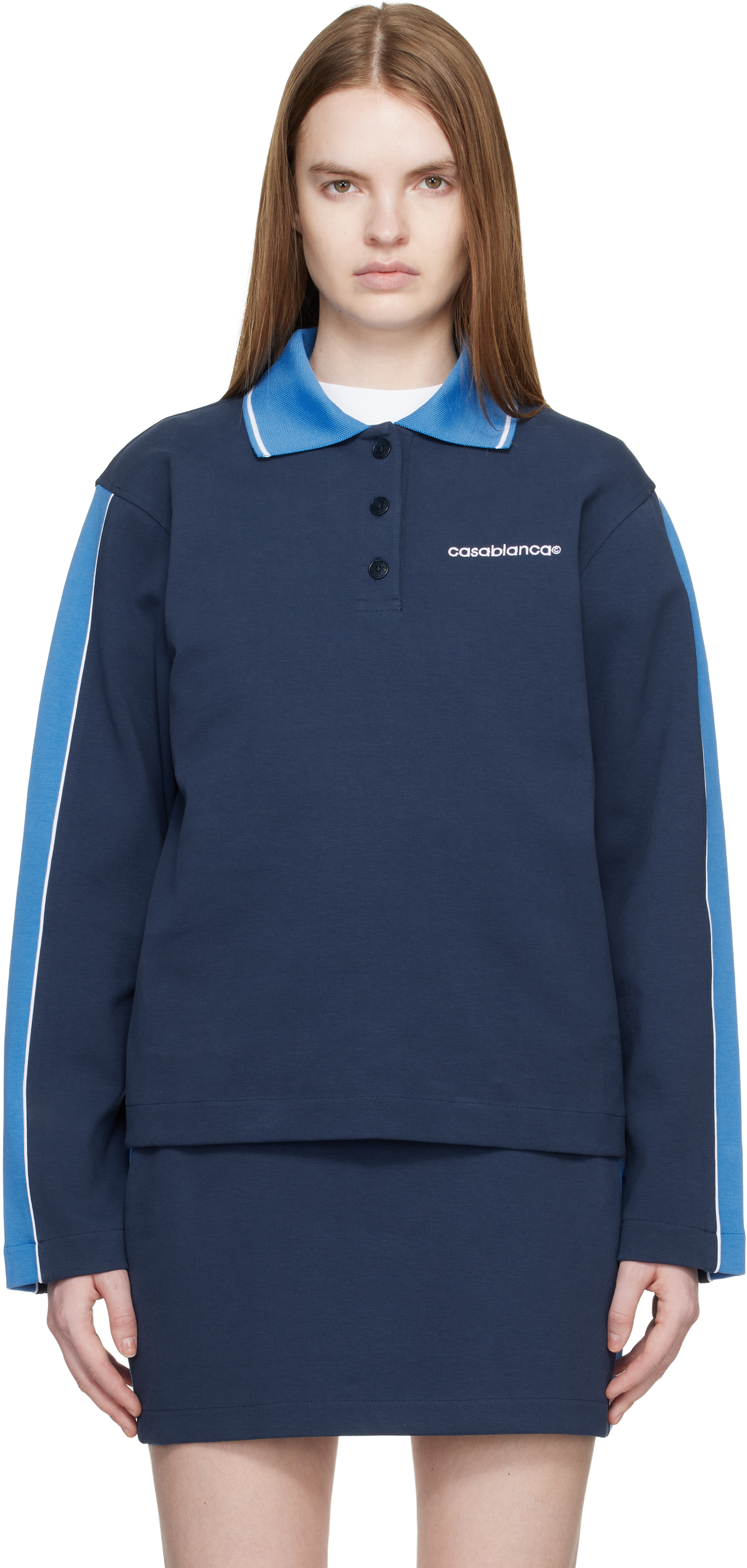 Navy Punto Polo Collared Sweatshirt