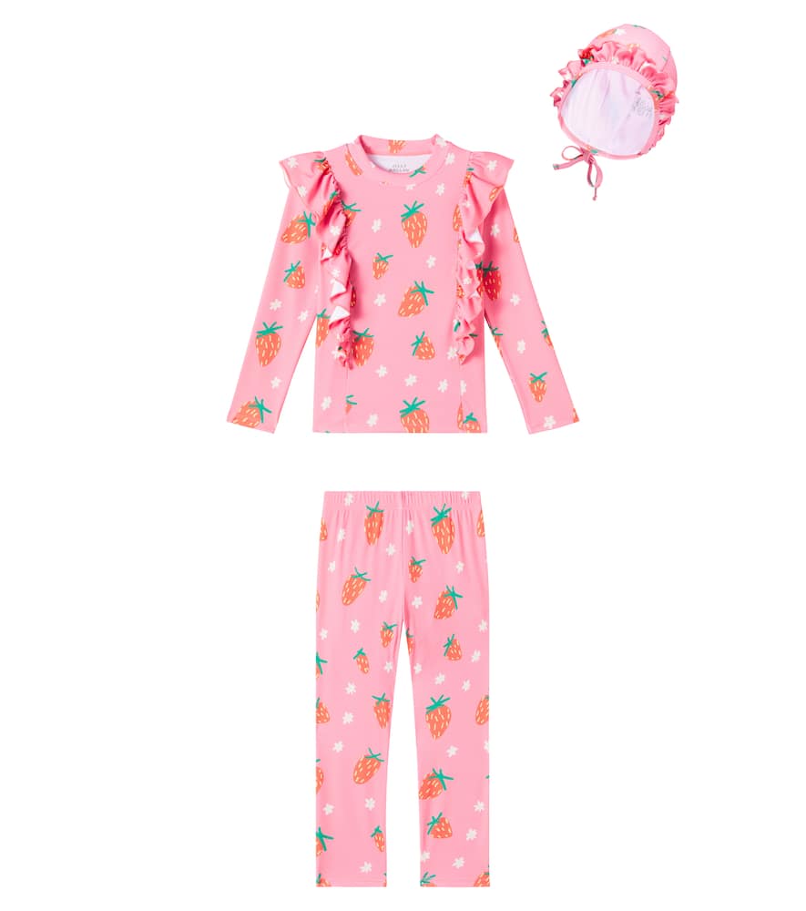 Jellymallow Strawberry ruffled swimsuit and cap set