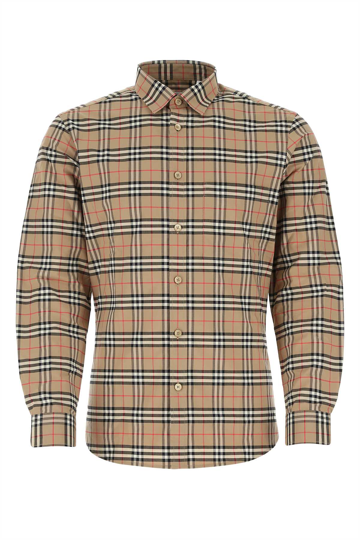 Check Cotton Shirt — Beige