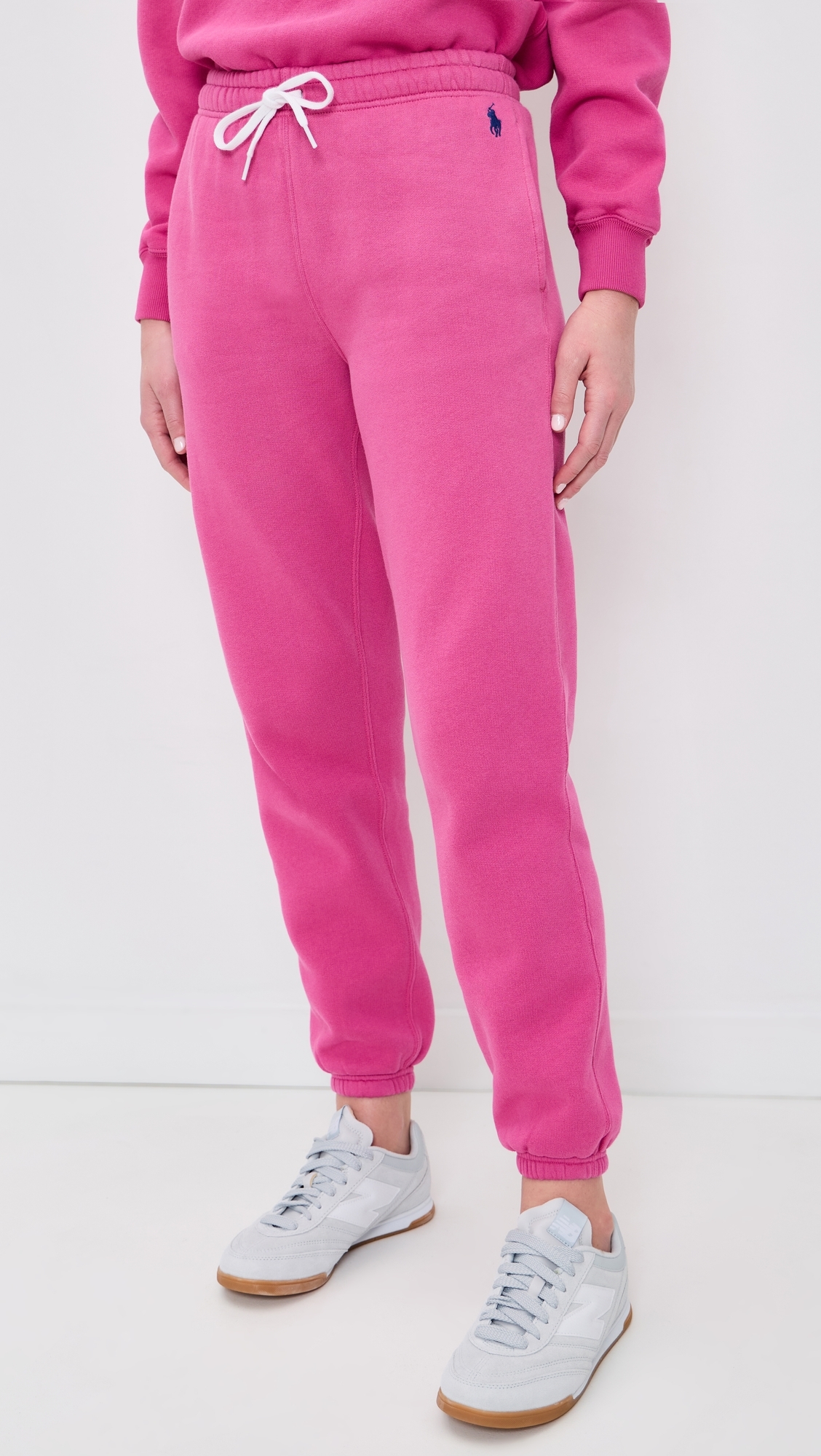 Arctic Fleece Knit Ankle Jogger Pants Accent Pink