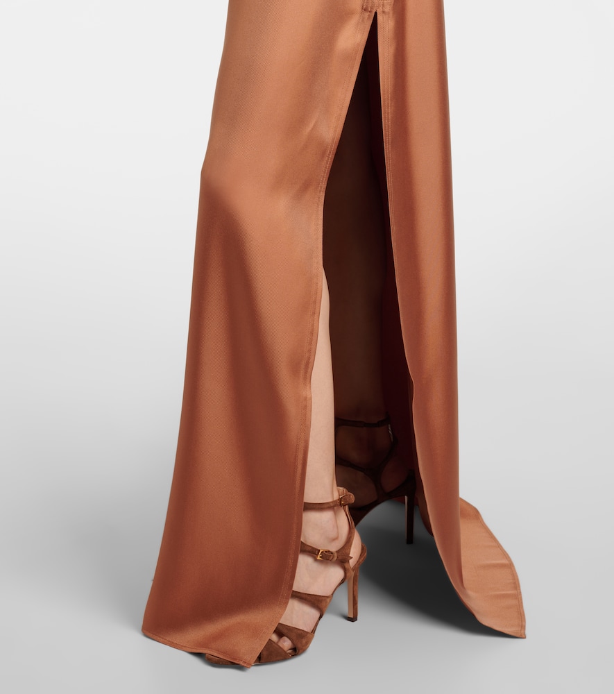 Belted silk twill shirt dress