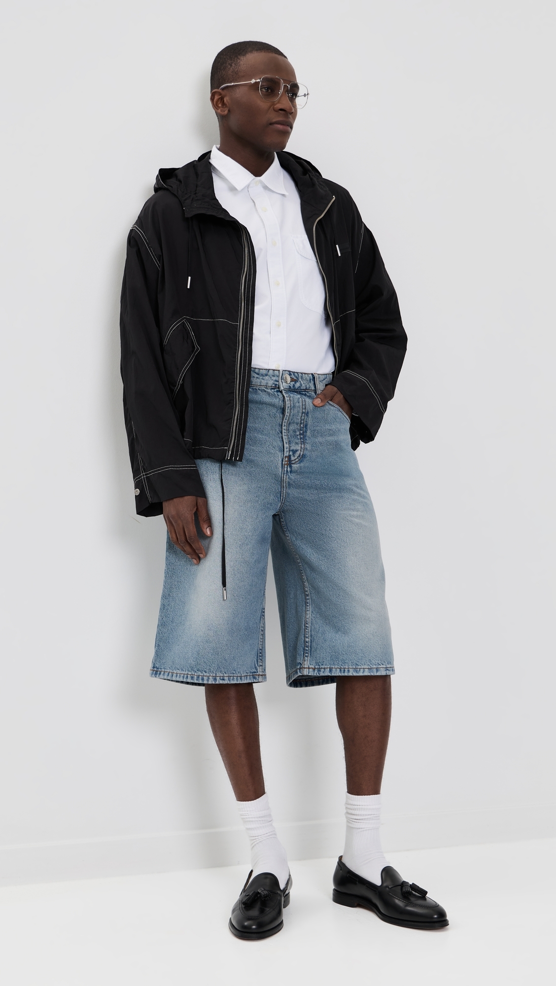 Crinkled Nylon Jacket Noir