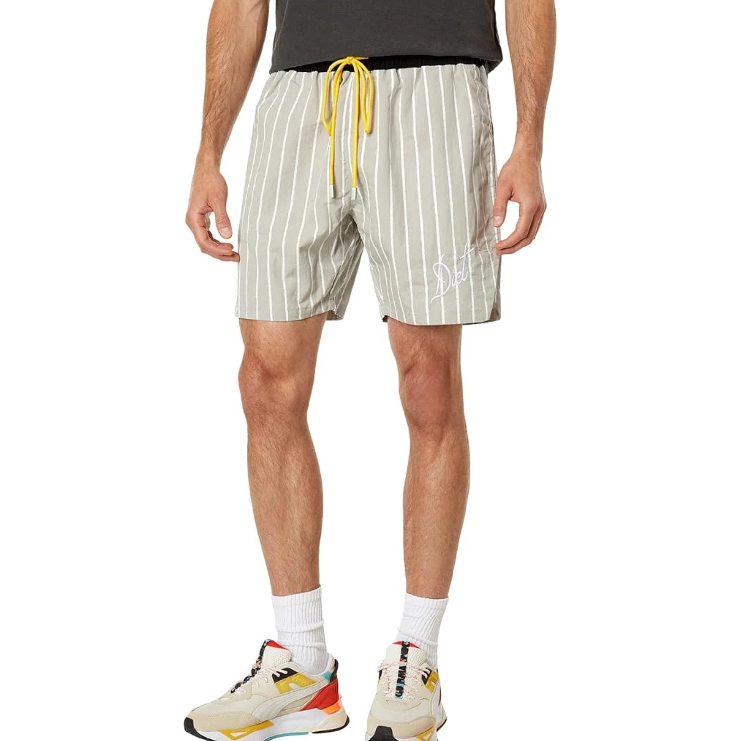 Shorts Men's Gray White Pinstripe Drawstring Waist FROG265