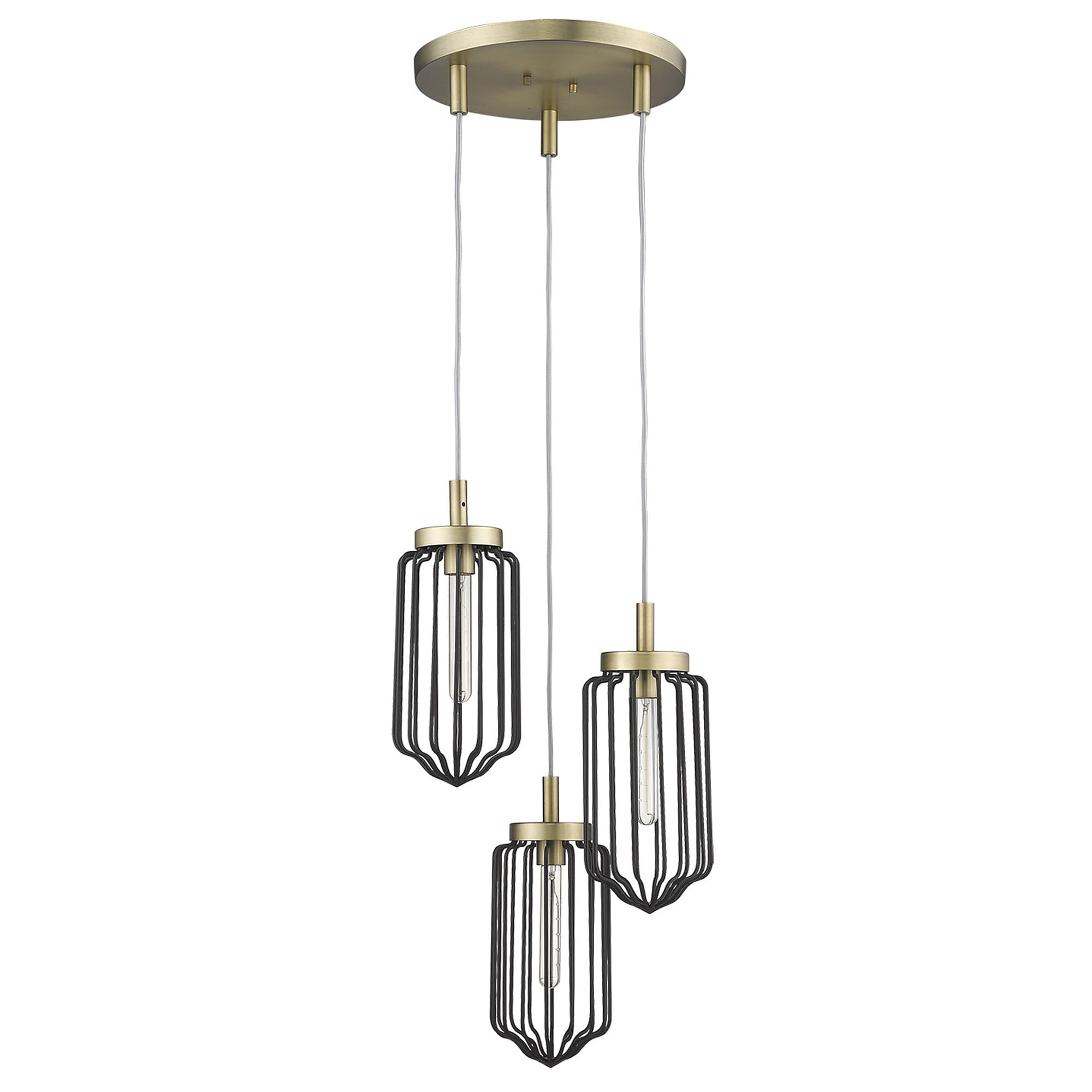 Aged Brass Three Light Chandelier from the Reece Collection