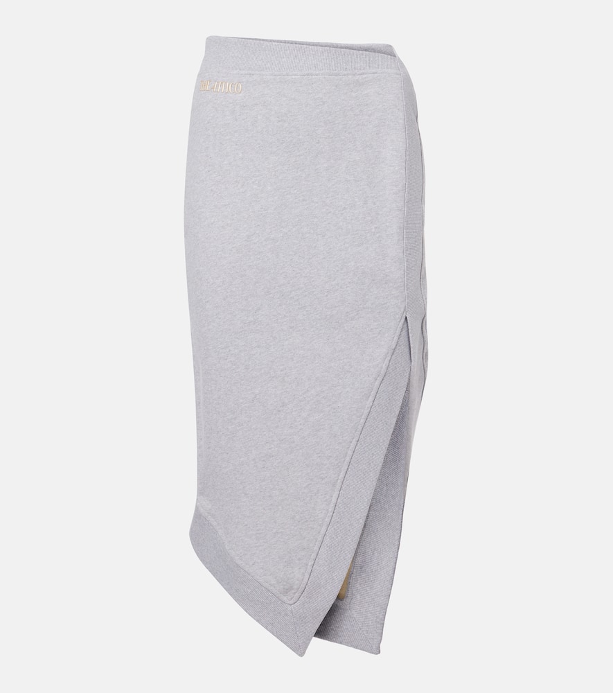 Logo asymmetric cotton jersey midi skirt