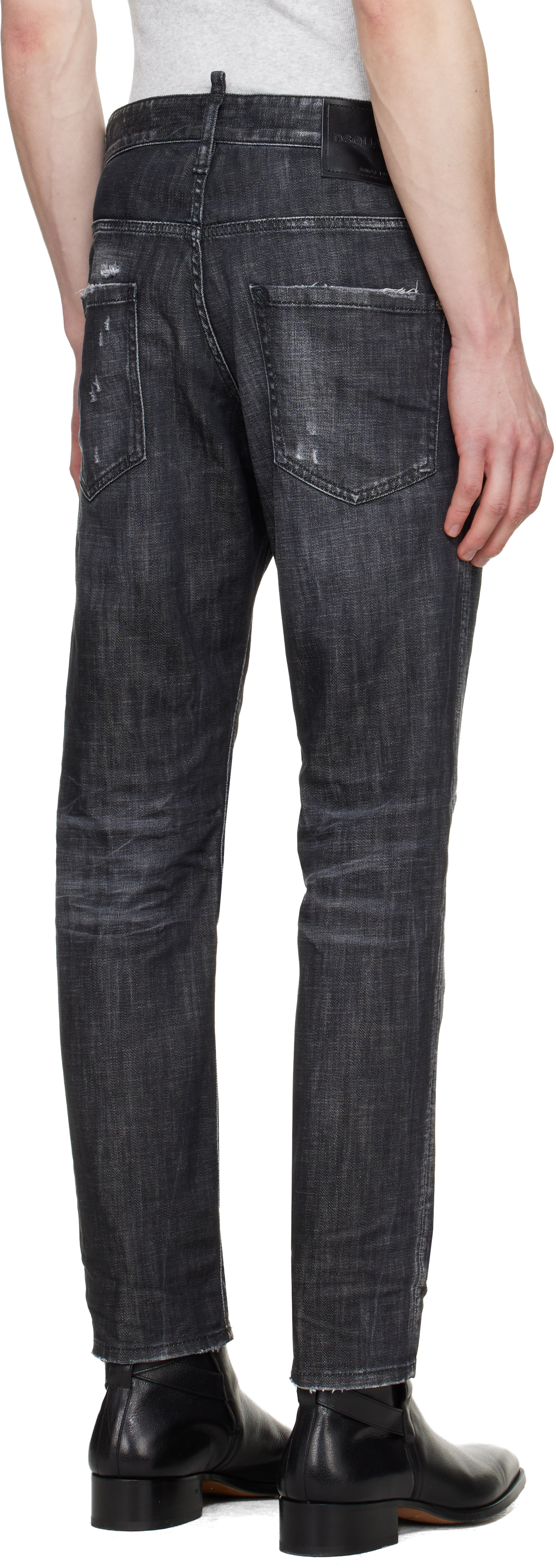 Black Distressed Stretch Jeans