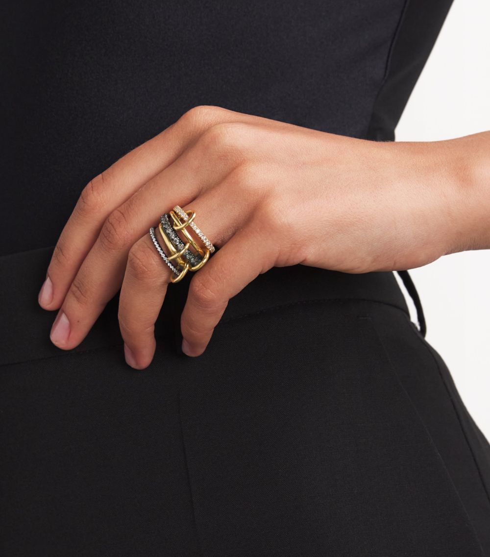 Yellow Gold, Silver And Diamond Noelle Ring