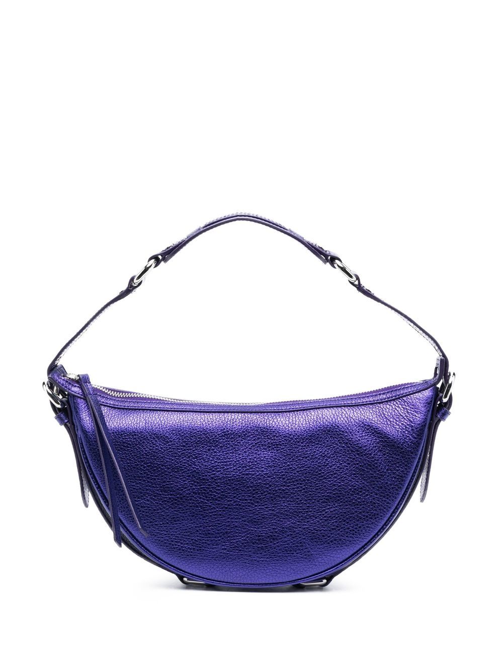 Pebble-texture leather shoulder bag - Purple