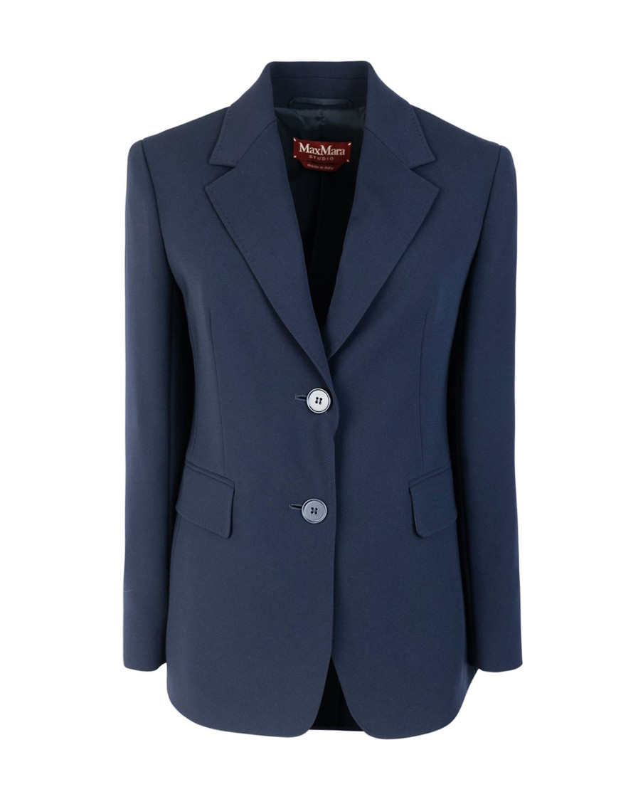 Blue Solid Notched Lapel Blazer