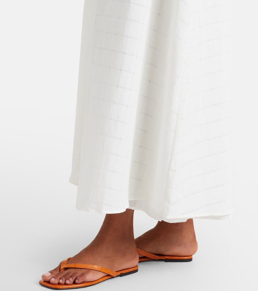 Melfi checked linen and cotton maxi dress