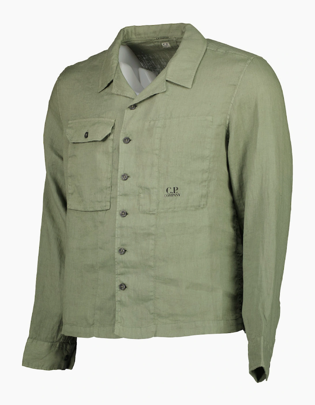 CP Company Men's Long Sleeve Linen Overshirt - Green - : 44/Regular