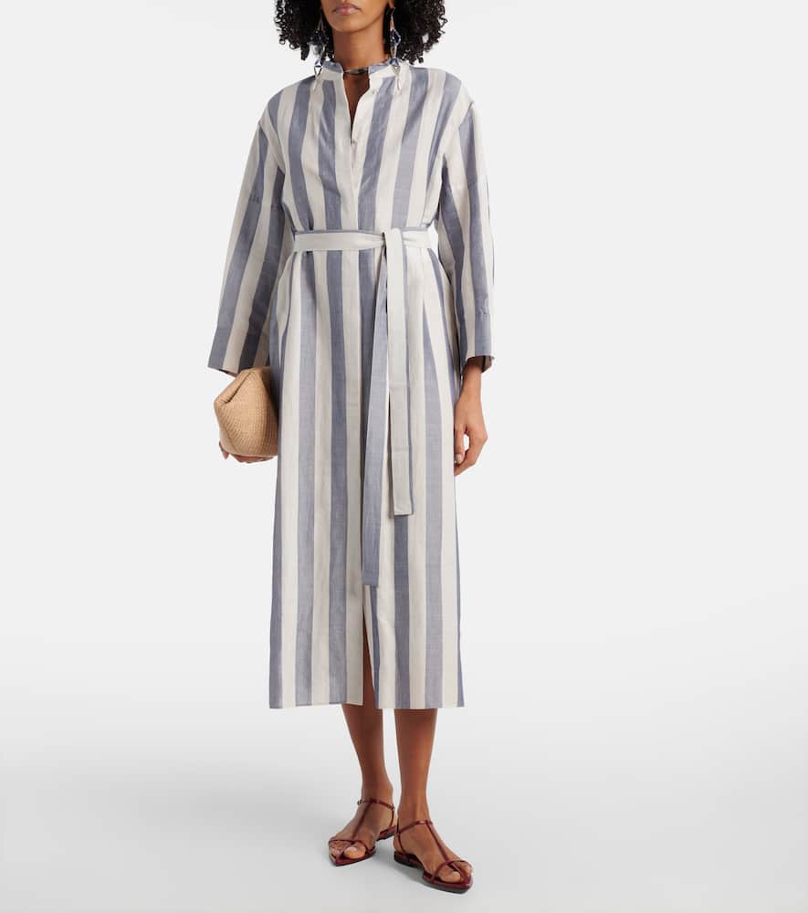 Rima striped ramie and cotton midi dress