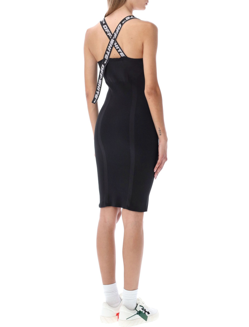 Logo straps V-neck mini dress