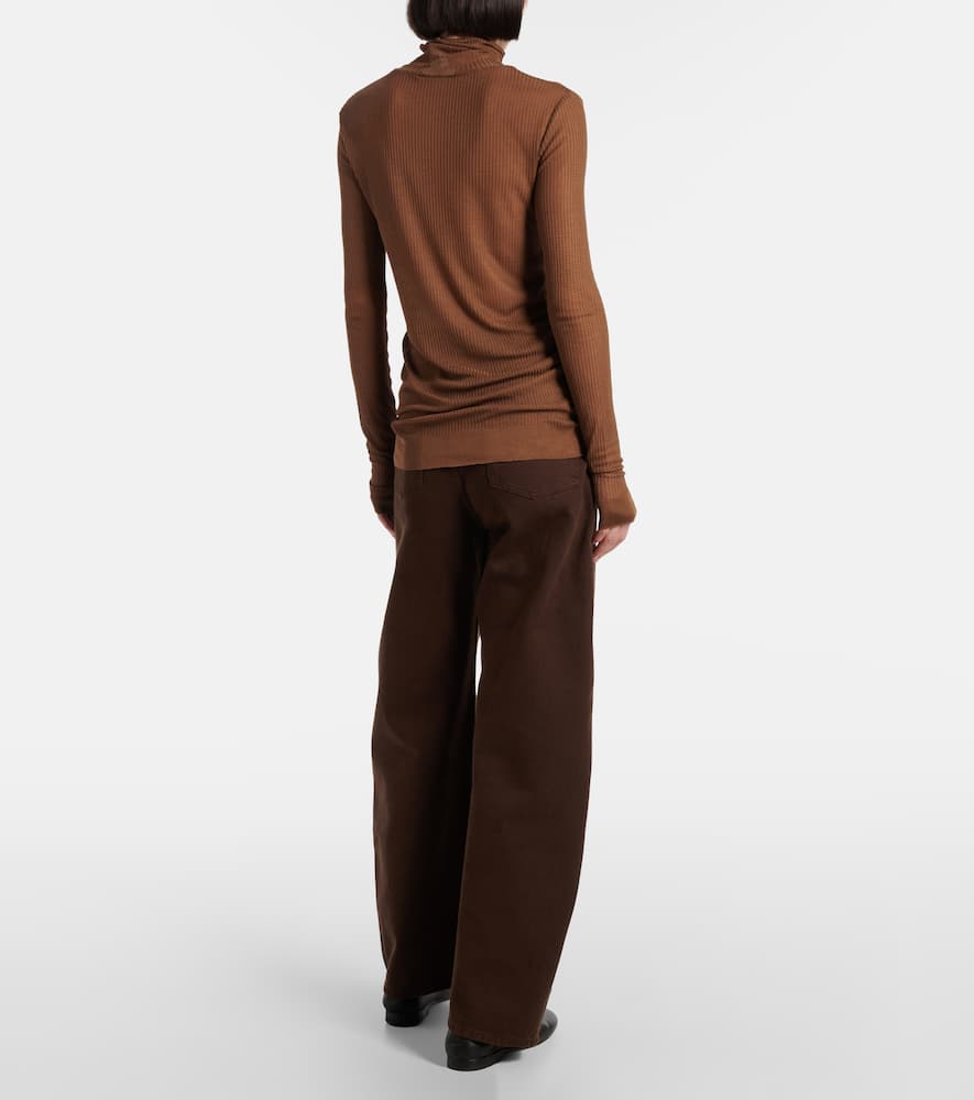 Ribbed-knit turtleneck top